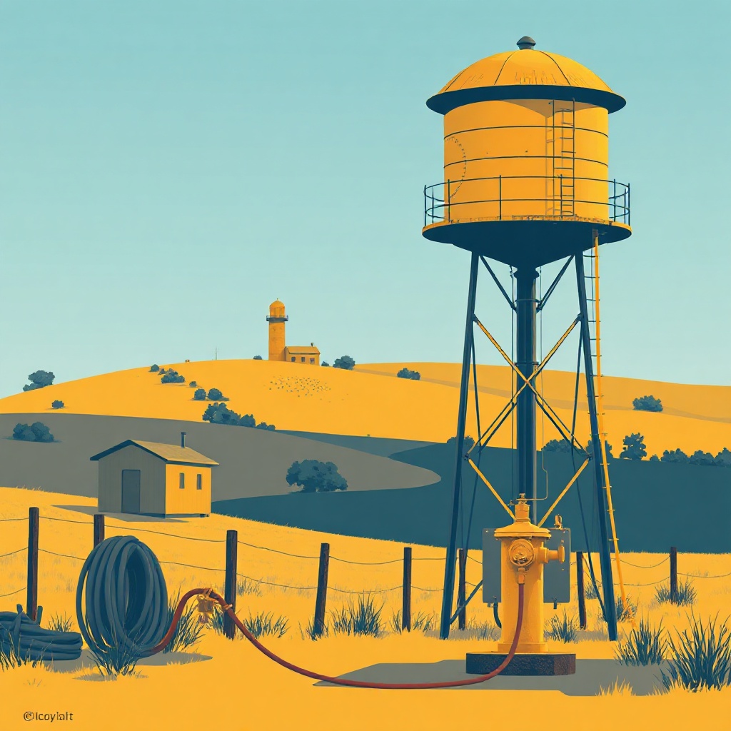 Pump house beside a rural tower