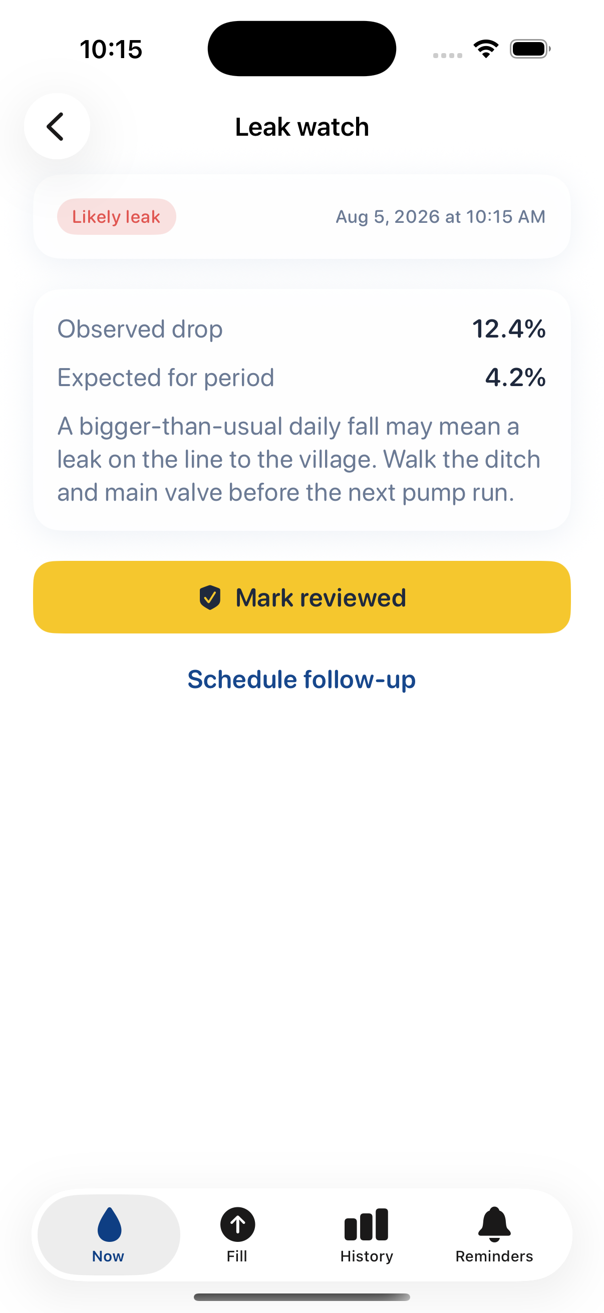 Dry Line leak watch detail